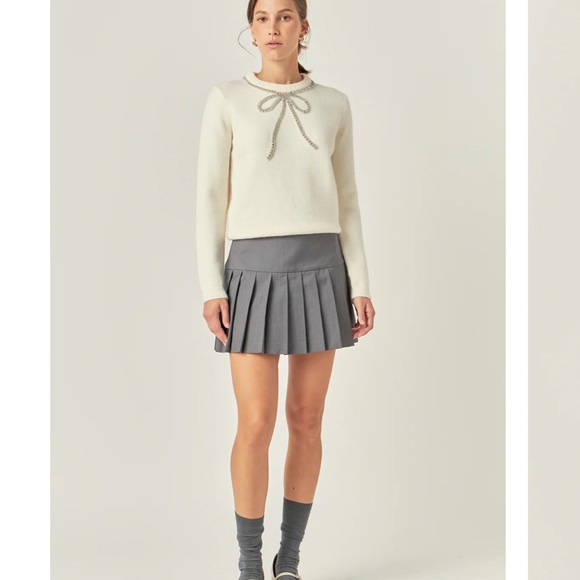 English Factory Gray Pleated Mini Skirt - Picture 2 of 10